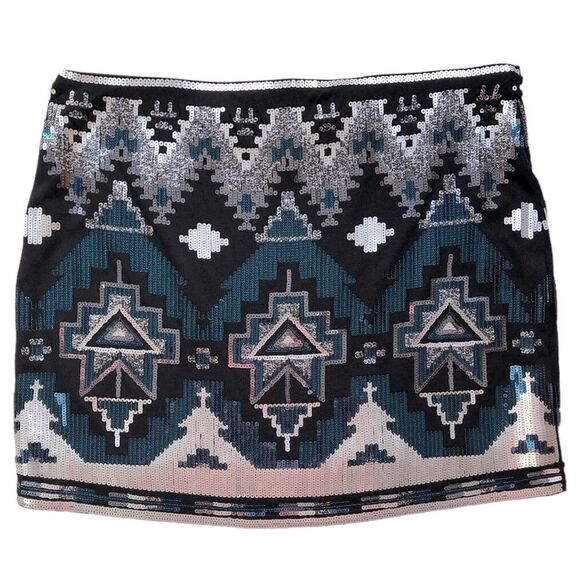 Express Sequin Aztec Print Miniskirt Size Medium in EUC - Picture 3 of 4